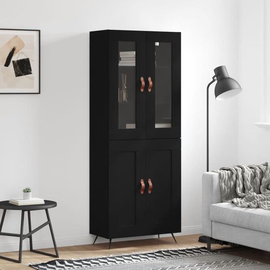 Aparador Alto Madera Contrachapada Negro 69,5x34x180 Cm_0