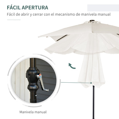 Outsunny Sombrilla De Jardín 268x205x248 Cm Con Techo Inclinable Luces Led Crema_4