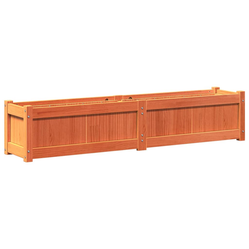 Jardinera Exterior Madera Maciza Pino Marrón Cera 150x31x31 Cm_0