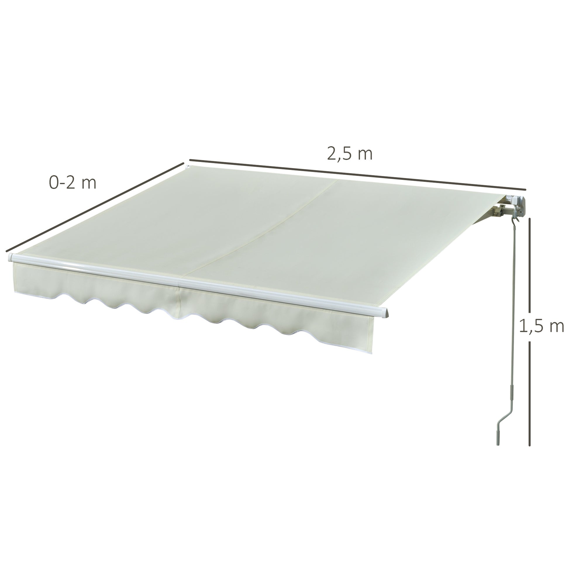 Outsunny Toldo Manual Retráctil Con Manivela 250x200 Cm Aluminio Ajustable_2