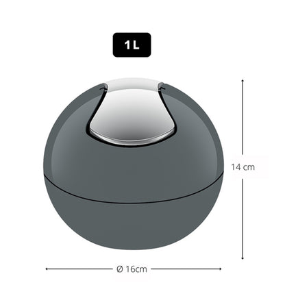 Spirella Colección Bowl, Papelera Ø16 X 14 Cm (1 Litro), Poliestireno, Gris_1