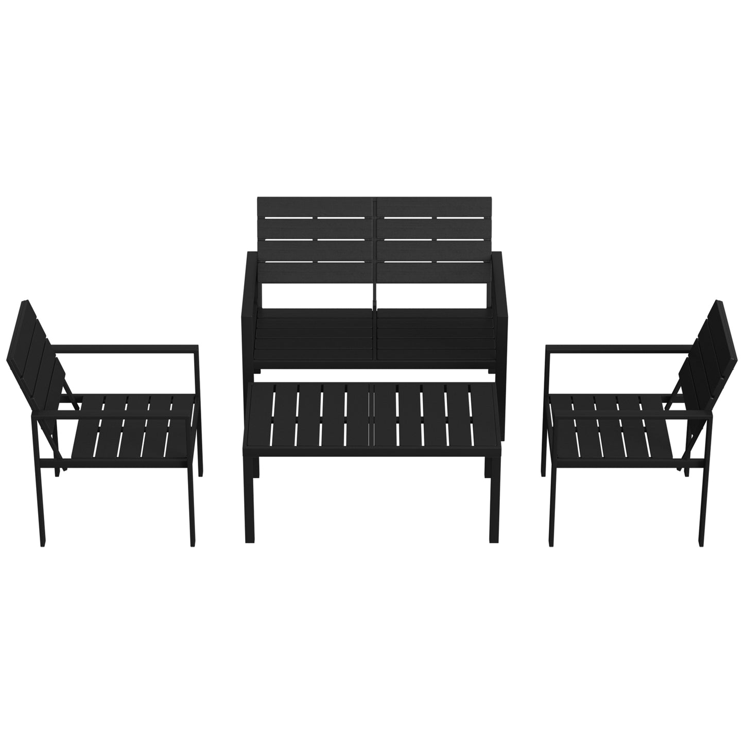 Outsunny Conjunto De Muebles De Jardín Para 4 Personas Negro_3