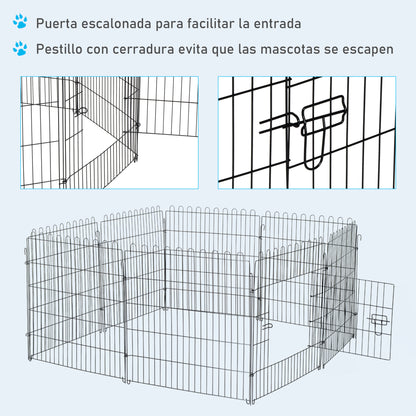 Pawhut Parque Perros Jaula Plegable Mascotas Entrenamiento Cachorros 8 Vallas_5