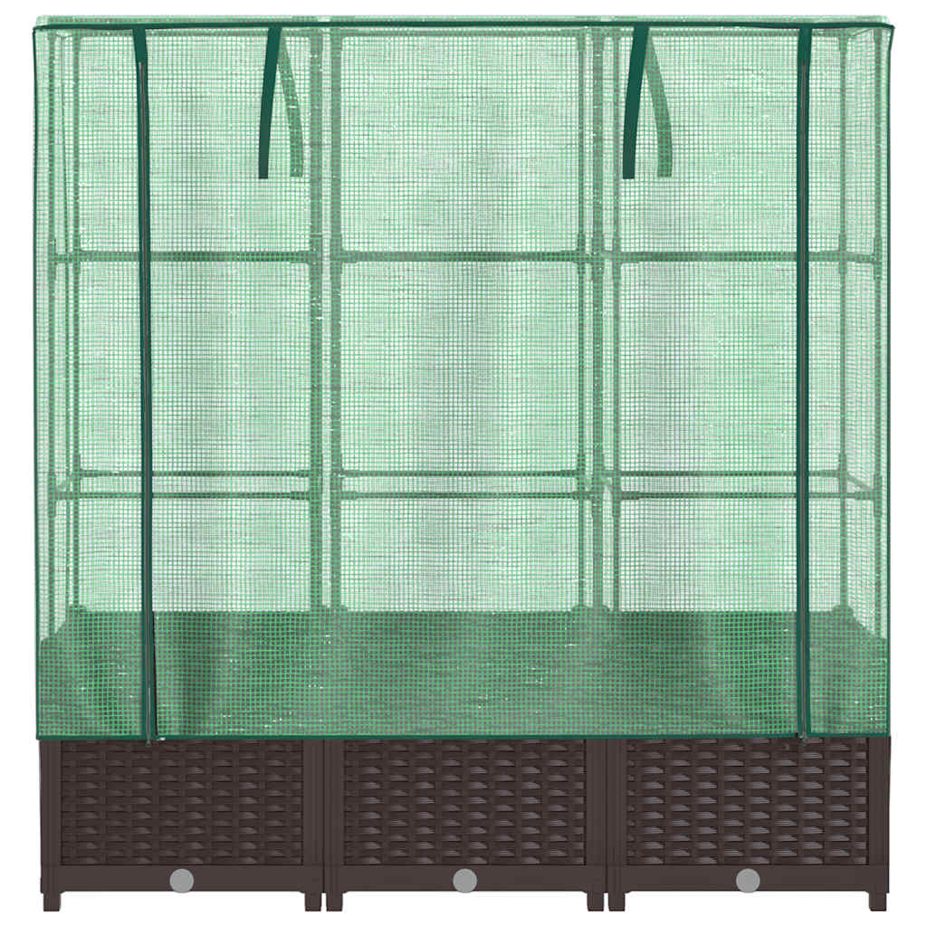 Arriate Con Cubierta Invernadero Aspecto Ratán 120x40x138 Cm_3