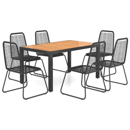 Vidaxl Set De Comedor De Jardín De 7 Piezas Pvc Ratán Negro Y Marrón_0