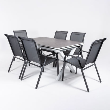 Conjunto De Mesas Y Sillas De Exterior, Reforzado, Aluminio, Color Blanco Y Negro_2