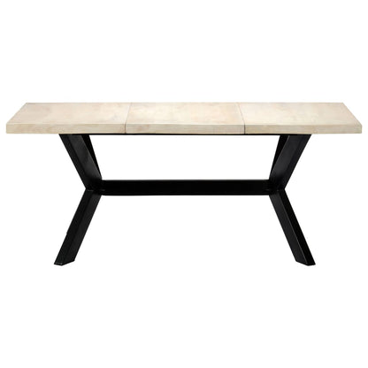 Mesa De Comedor Blanca 180x90x75 Cm Madera Maciza De Mango_0