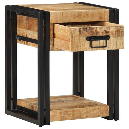 Mesitas De Noche 2 Piezas 40x35x50cm Madera Maciza Rugosa Mango_1