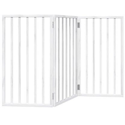 Vidaxl Puerta Para Perros Plegable De 3 Paneles, Color Blanco, 150 Cm, Madera De Álamo_0