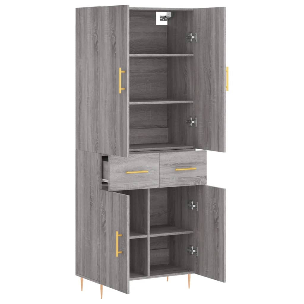 Aparador Alto Madera Contrachapada Gris Sonoma 69,5x34x180 Cm_3
