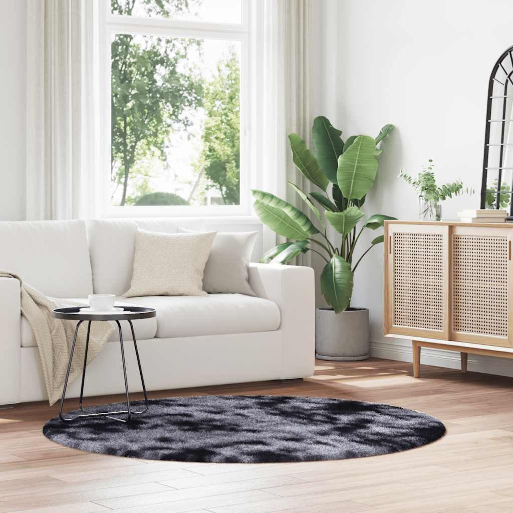 Vidaxl Alfombra De Pelo Largo Navarra Gris Oscuro 160x160 Cm Poliéster_1