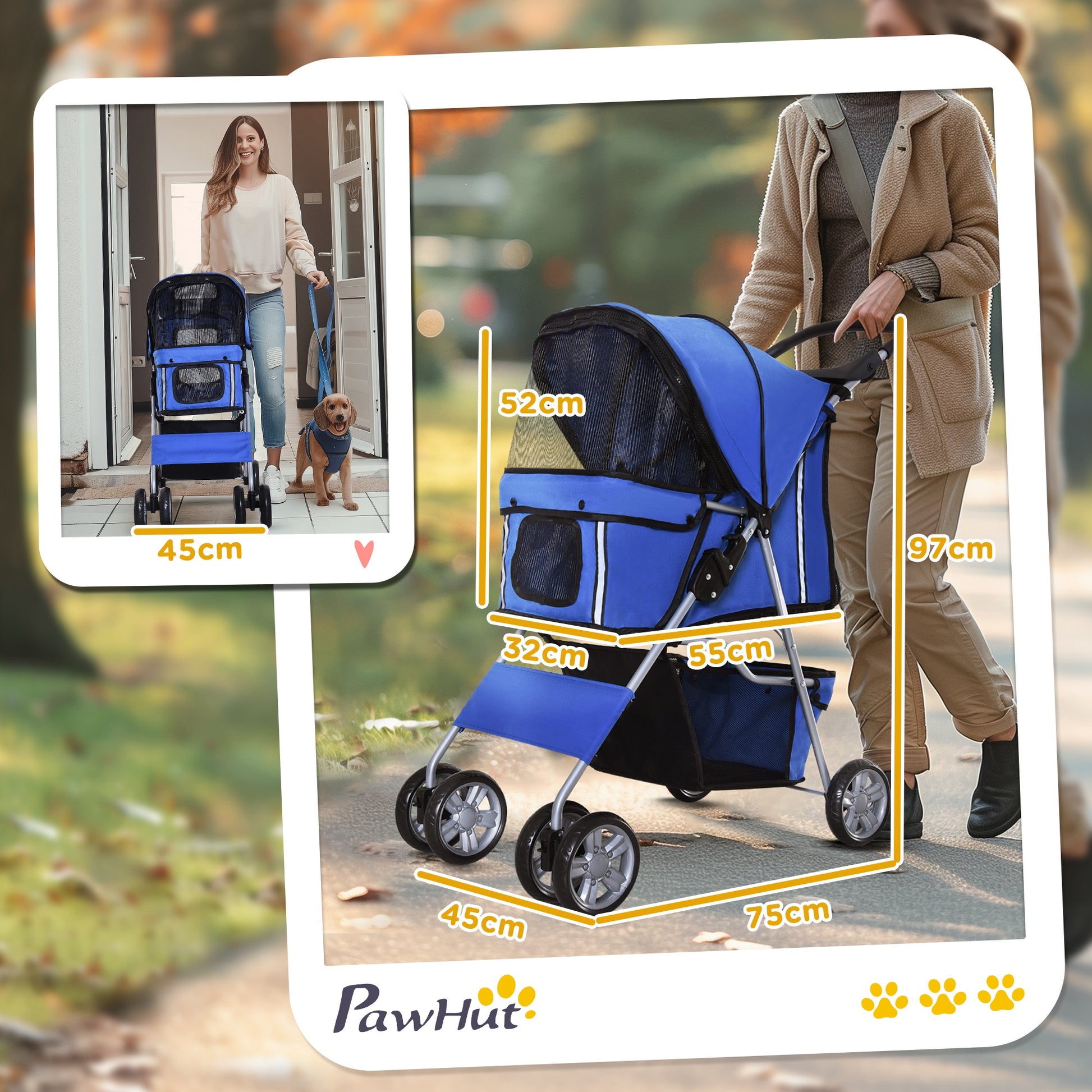 Pawhut Carrito Para Perros Plegable Hasta 10 Kg_2