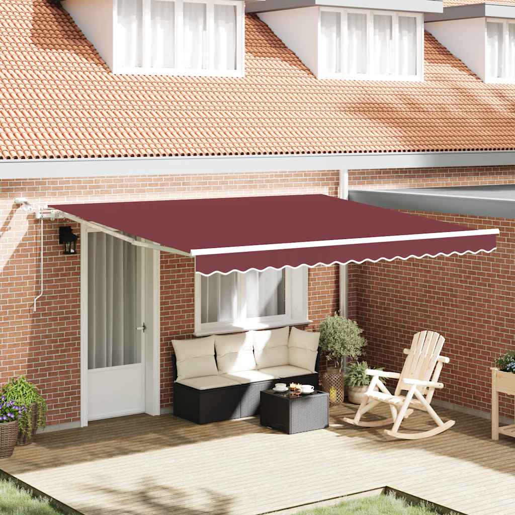 Toldo Retráctil Automático Con Luces Led Burdeos 400x300 Cm_1