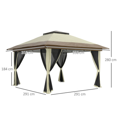 Outsunny Carpa Plegable 3,6x3,6 M Con 4 Paredes Laterales De Malla Anti-uv Crema_2