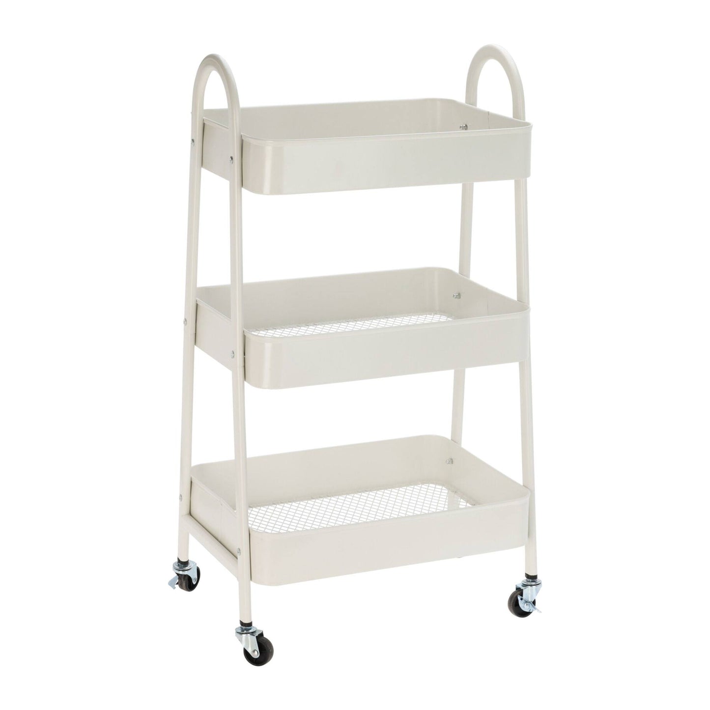 Well Home Carro De Cocina Blanco Con 3 Cestas Y Ruedas H.79,5cm