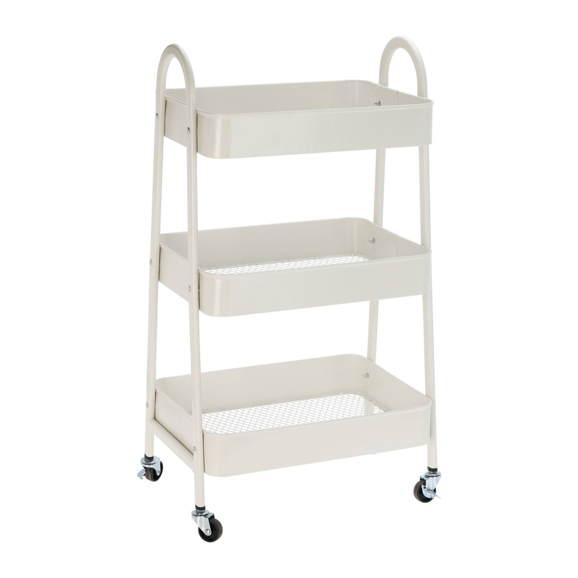 Well Home Carro De Cocina Blanco Con 3 Cestas Y Ruedas H.79,5cm