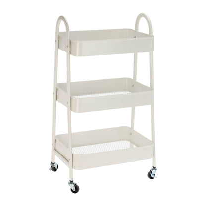 Well Home Carro De Cocina Blanco Con 3 Cestas Y Ruedas H.79,5cm