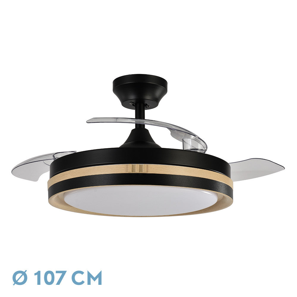 Ventilador Dc Viper Negro/madera 72w 3aspas 107d 7200l M 6vel 3000k,4500k,6000k, Remoto+temporizador+memoria_0