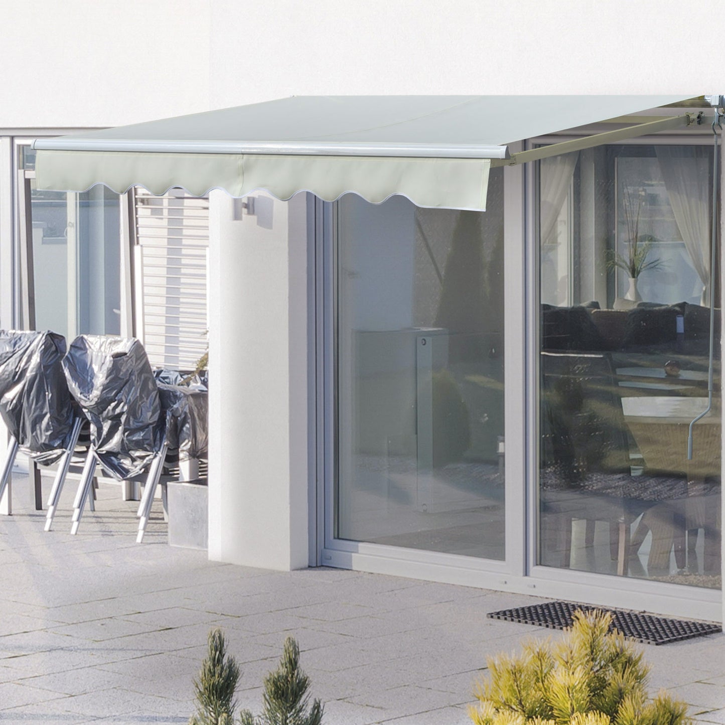 Outsunny Toldo Manual Retráctil Con Manivela 250x200 Cm Aluminio Ajustable_1