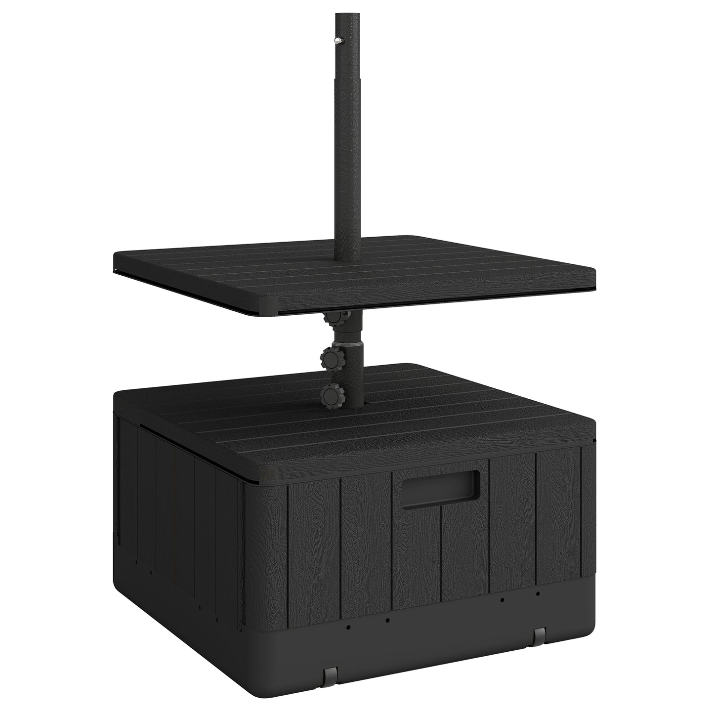 Outsunny Base Para Sombrilla Exterior 3 En 1 Mesa Auxiliar Macetero Negro_0