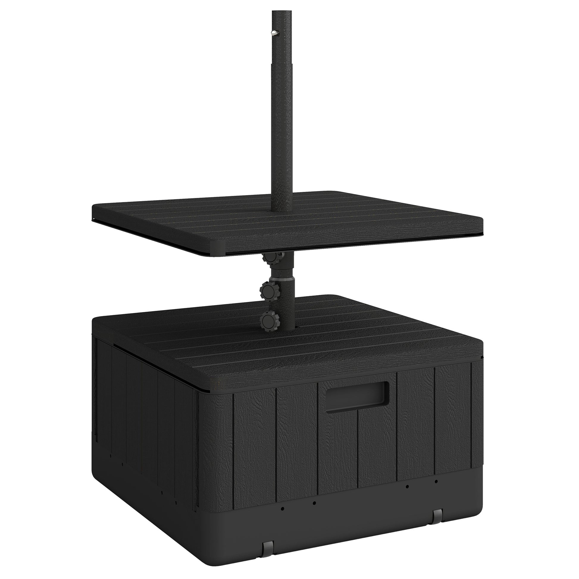 Outsunny Base Para Sombrilla Exterior 3 En 1 Mesa Auxiliar Macetero Negro_0