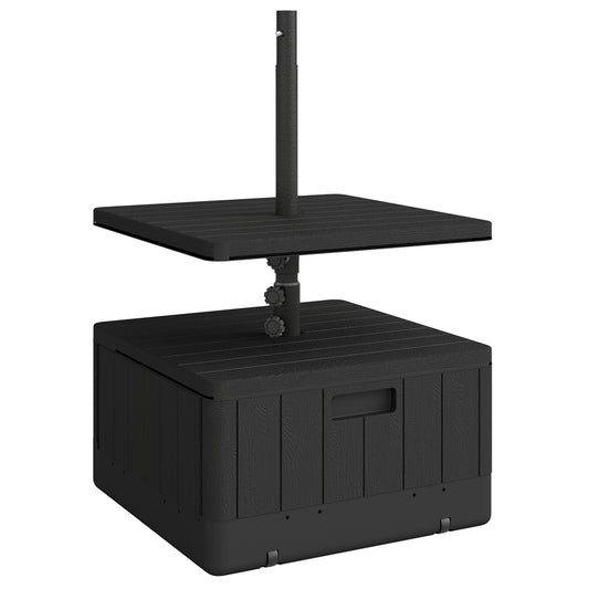 Outsunny Base Para Sombrilla Exterior 3 En 1 Mesa Auxiliar Macetero Negro_0