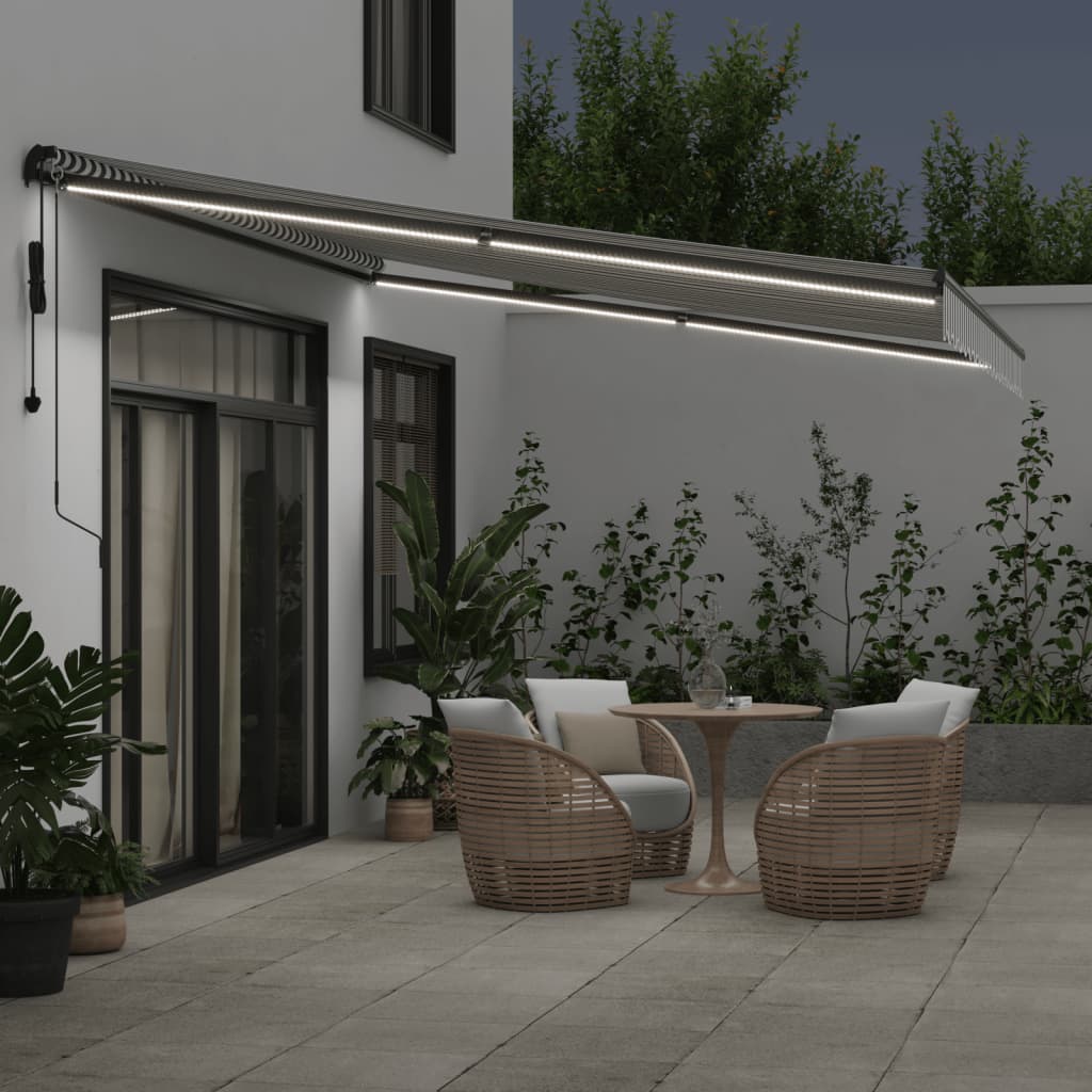 Toldo Retráctil Automático Luz Led Antracita Blanco 450x350 Cm_2