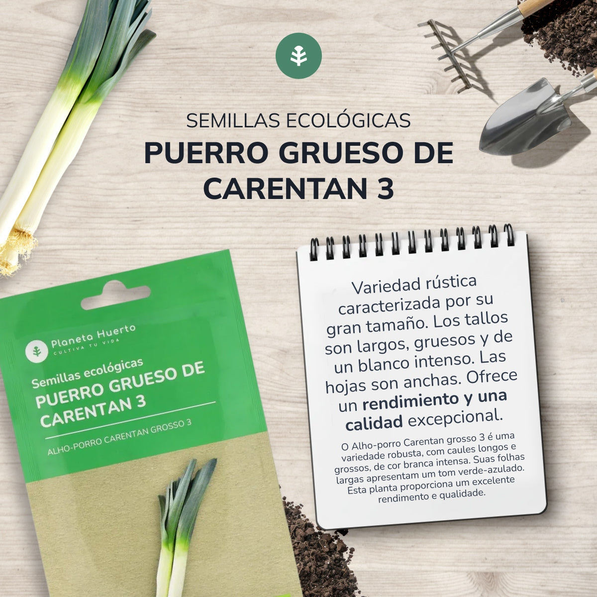 Semillas de Puerro grueso de Carentan ecológicas Planeta Huerto