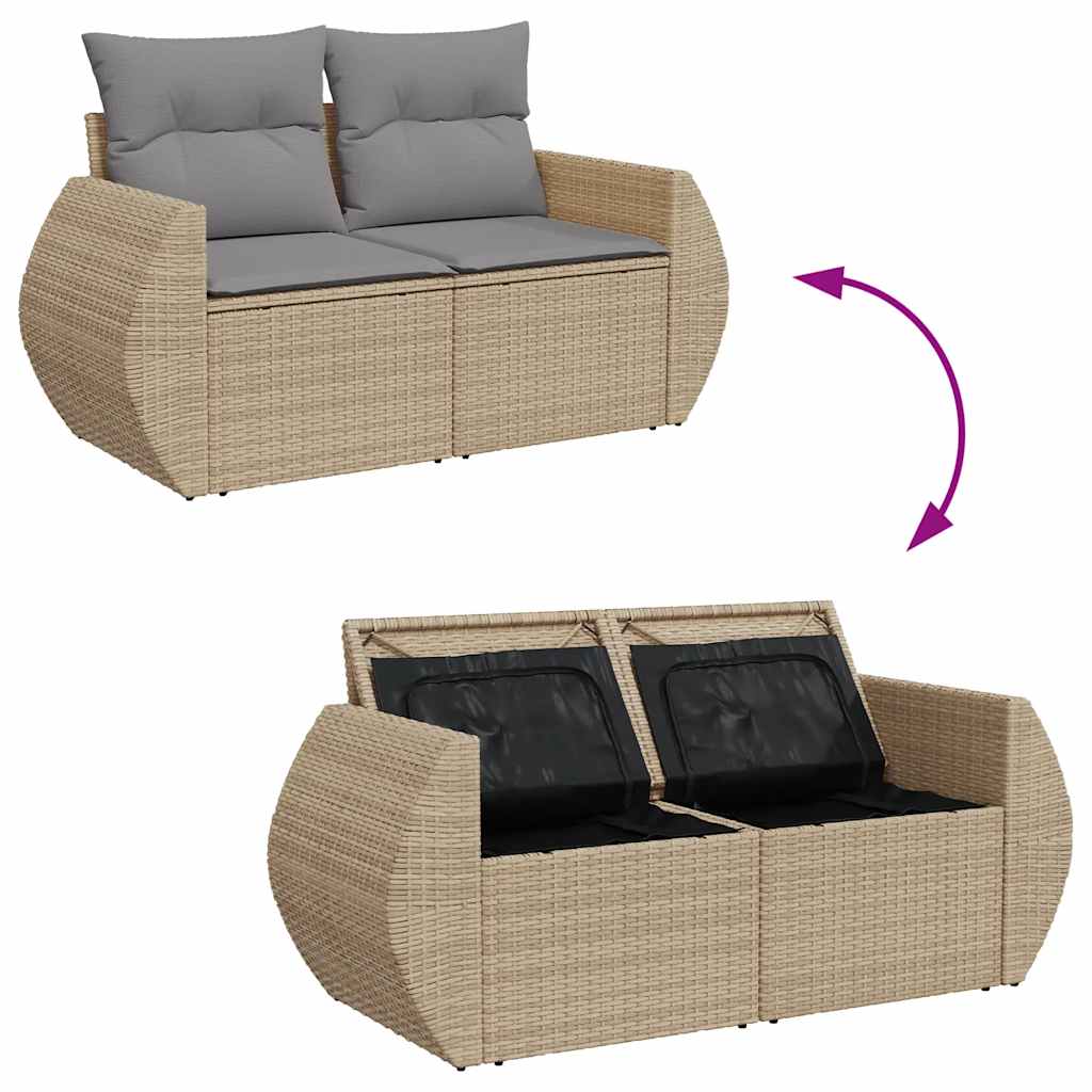 Set Sofás Jardín Y Cojines 5 Pzas Ratán Sintético Acacia Beige / Vetonek_4
