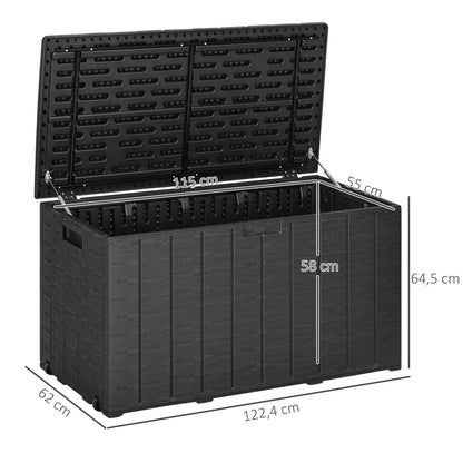 Baúl De Almacenamiento Outsunny Pe Negro 122,4x62x64,5 Cm_2