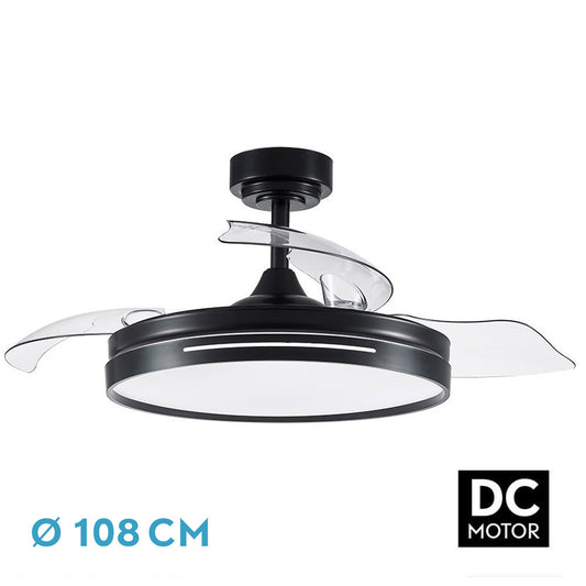 Ventilador Dc 72w Micenas Negro 3 Aspas 108d 6 Veloc. 7200lm 3 Colores C/remoto, Memoria Y Temporizador 24_0