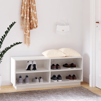 Armario Zapatero De Madera Maciza De Pino Blanco 110x34x45 Cm / Vetonek_1