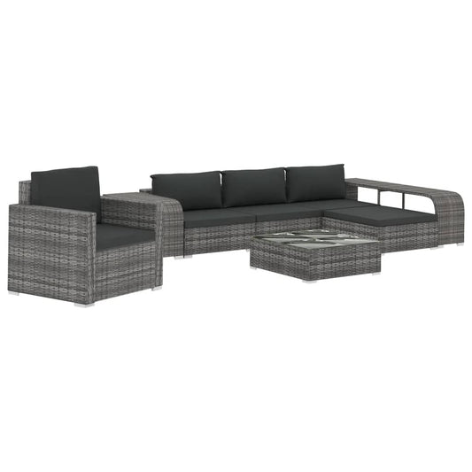 Vidaxl Set De Muebles De Jardín 8 Pzas Y Cojines Ratán Sintético Gris_0