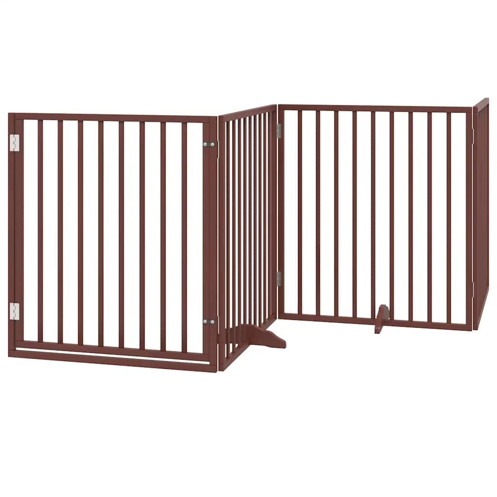 Vidaxl Puerta De Perros Plegable 12 Paneles Madera Álamo Marrón 960 Cm_0