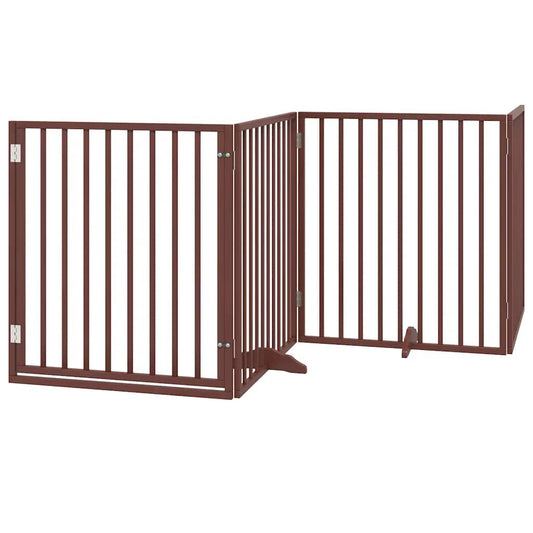 Vidaxl Puerta De Perros Plegable 12 Paneles Madera Álamo Marrón 960 Cm_0