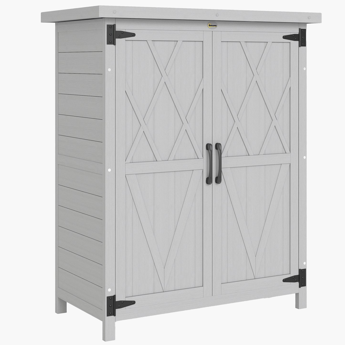 Outsunny Caseta De Jardín De Madera 75x40x90 Cm Con 4 Estantes 2 Puertas Gris_0