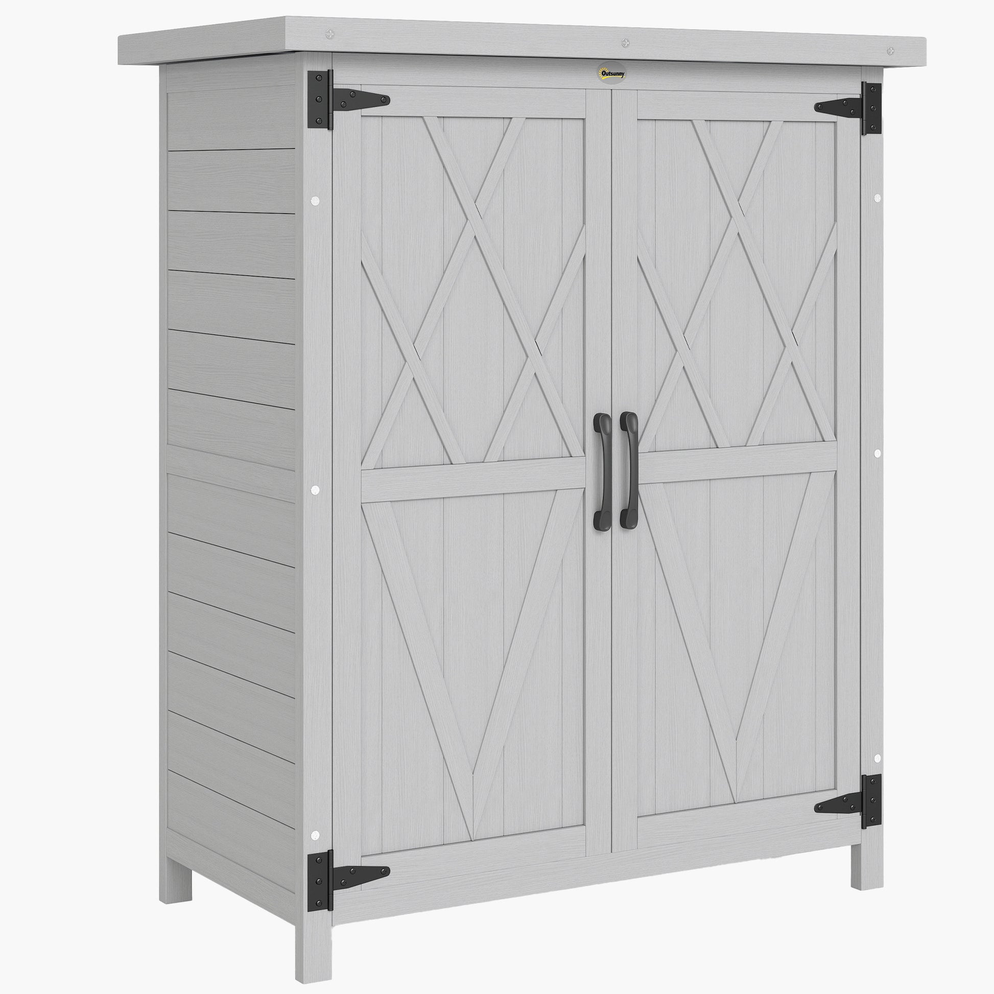 Outsunny Caseta De Jardín De Madera 75x40x90 Cm Con 4 Estantes 2 Puertas Gris_0