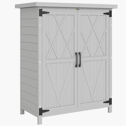 Outsunny Caseta De Jardín De Madera 75x40x90 Cm Con 4 Estantes 2 Puertas Gris_0