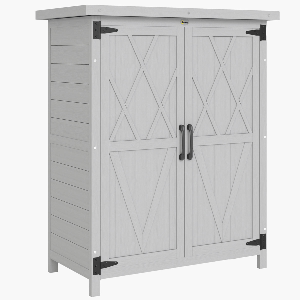 Outsunny Caseta De Jardín De Madera 75x40x90 Cm Con 4 Estantes 2 Puertas Gris_0