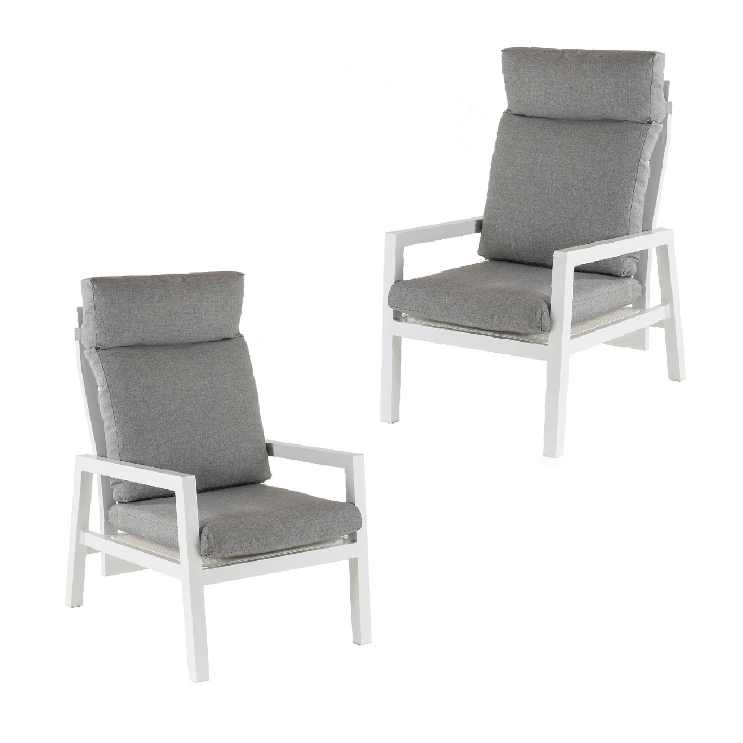 Pack 2 Sillones De Jardín Reclinable Con Sistema Hidráulico, Aluminio Reforzado Color Blanco, Altura Sillón 112 Cm_0