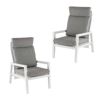 Pack 2 Sillones De Jardín Reclinable Con Sistema Hidráulico, Aluminio Reforzado Color Blanco, Altura Sillón 112 Cm_0