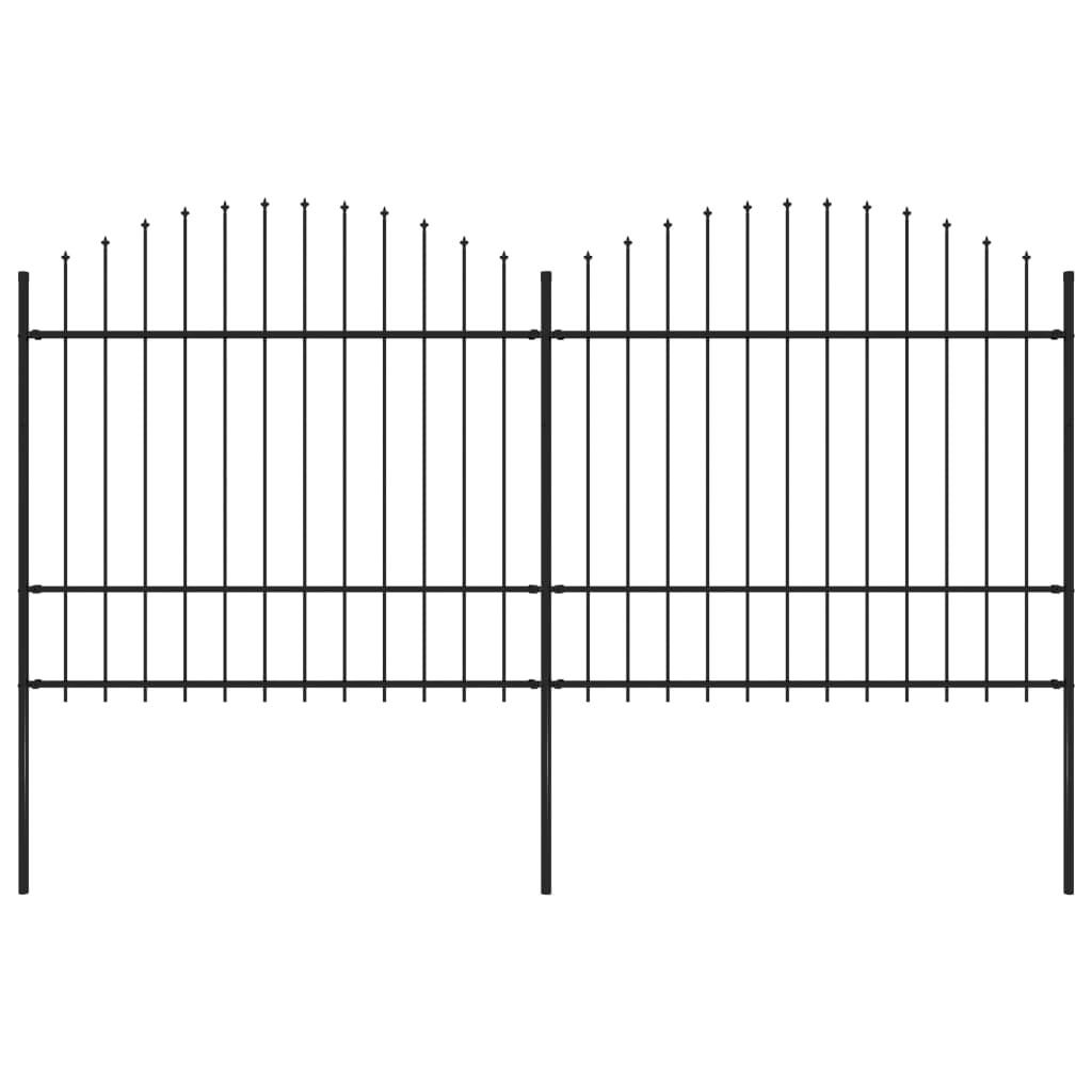 Valla De Jardín Con Puntas De Lanza Acero Negro (1,5-1,75)x3,4m / Vetonek_2