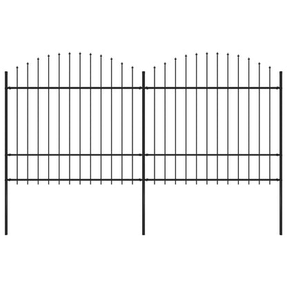 Valla De Jardín Con Puntas De Lanza Acero Negro (1,5-1,75)x3,4m / Vetonek_2