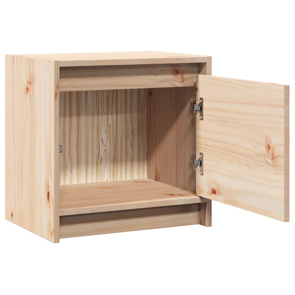 Mesita De Noche Madera Maciza De Pino 40x30,5x40 Cm_3