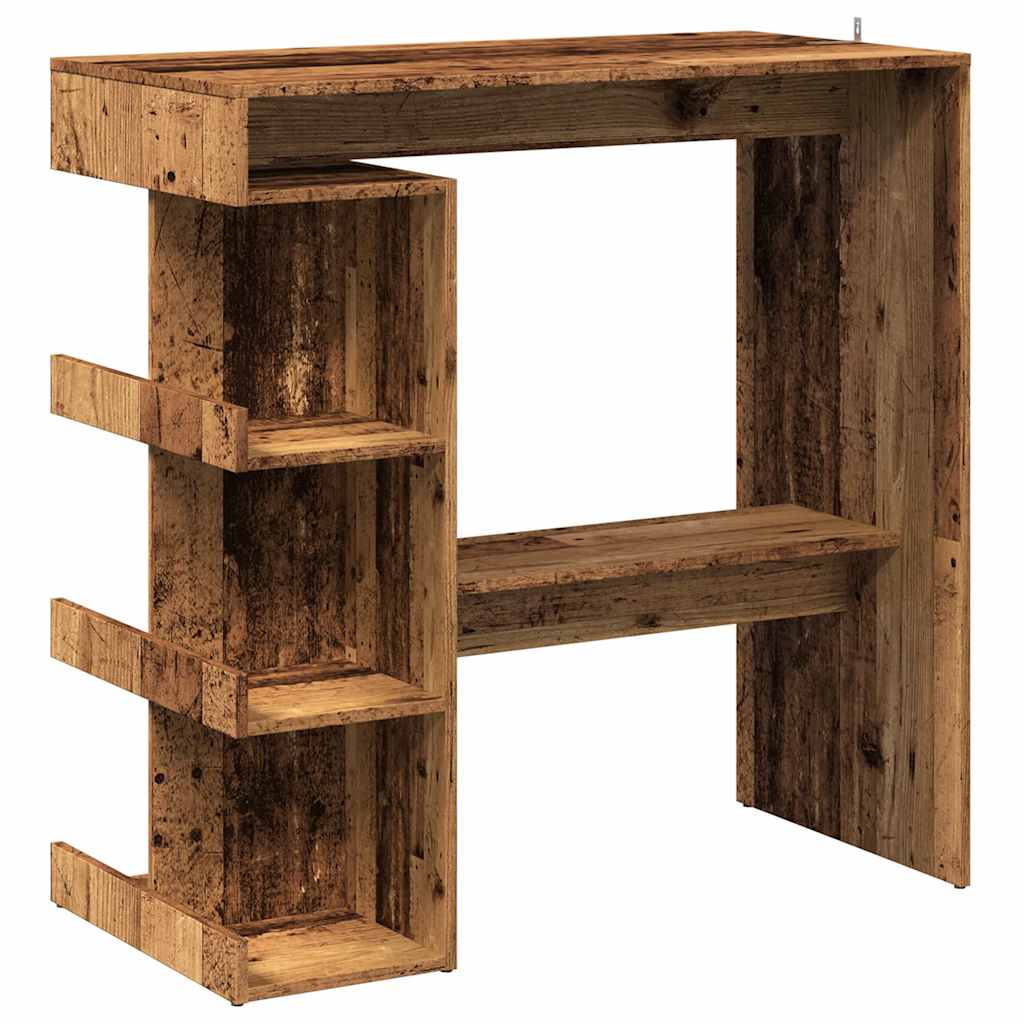 Mesa De Bar Con Estante Madera Envejecida 100x48x101,5 Cm_0