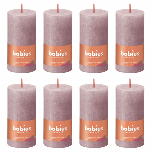 Bolsius Velas Rústicas Shine 8 Unidades Rosa Ceniza 100x50 Mm_0