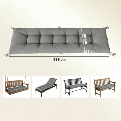 Outsunny Cojín Para Banco Y Tumbona Protección Uv50+ 198x65x13 Cm Gris Claro_2