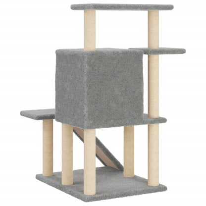Rascador Para Gatos Con Postes De Sisal Gris Claro 97 Cm_5