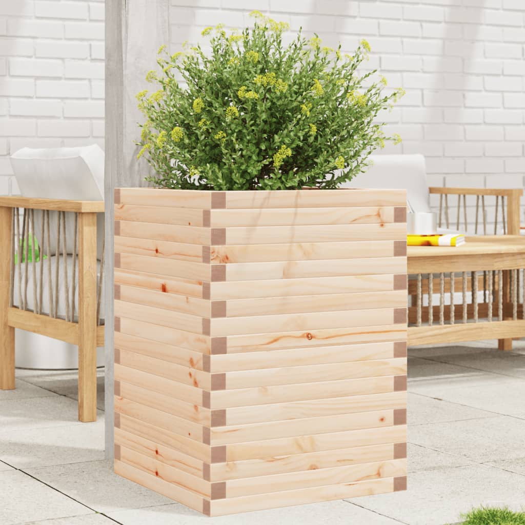Jardinera De Madera Maciza De Pino 50x50x68,5 Cm_1