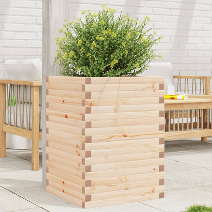 Jardinera De Madera Maciza De Pino 50x50x68,5 Cm_1
